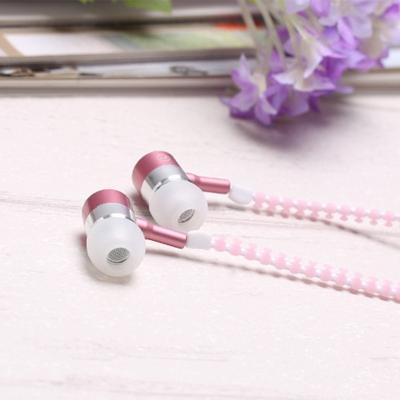 China Colorful In-Ear 1.2M 3.5mm Zipper Earphone Headset Earbuds With Spiral Cable Mic for sale