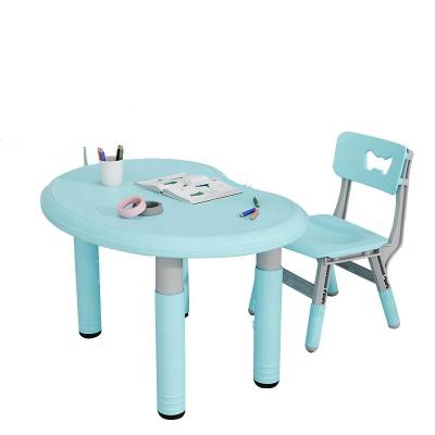 China Kindergarten Modern Children's Cartoon Desk And Chair Set Push Up Learning Table PP Plastic Baby Toy Game Table for sale