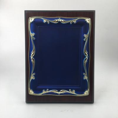 China India MDF Wooden Trophy Awards With Iron Blue Plate Good Sale for sale