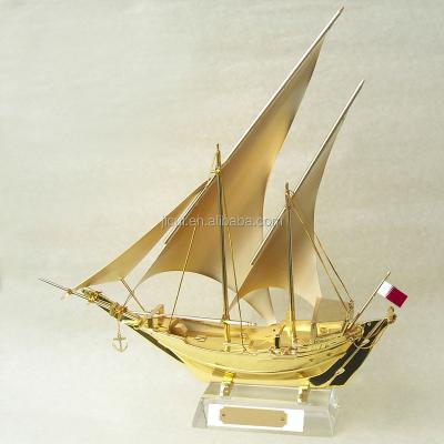 China Europe Metal Ship Model Plated With Gold For Qatar for sale