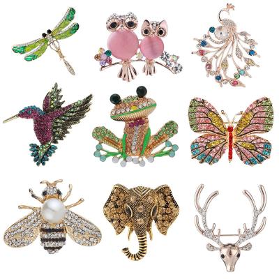 China Winter Head Warmer Hat Women Knitting Brooch Set Crystal Pin Vintage with Dragonfly Butterfly Owl Elephant Peacock Bee Animal Hummingbird and Insect Brooch Pin for sale