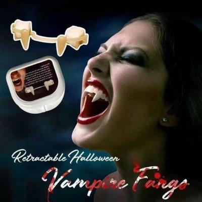 China Platic Halloween Fangs Holiday Party Retractable Masquerade Braces Zombie Teeth Little Tiger Vampire Denture Braces for sale