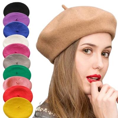 China Wholesale Custom Embroidery Winter Wool Paris Hat Black Striped Cashmere Embroidered Yellow French Beret Hat For Women Men for sale