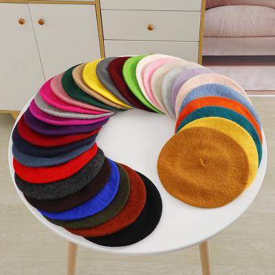 China High quality multi color striped flat surface fashion wool military custom 100% French beret for ladies for sale