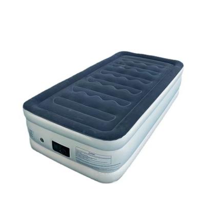 China Foldable Waterproof Dark Blue Single Inflatable Raised Air Mattress Premium Home Bed for sale