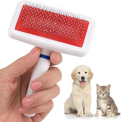 China GP023 Viable Dogs Cats Hair Removal Brush White Plastic Handle Tool Pet Stainless Steel Needle Cleaning Comb for sale