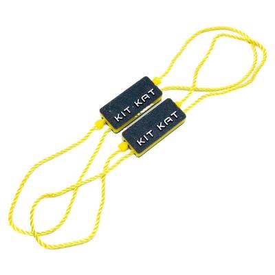 China Custom Embossed Name Logo Nylon Hangtag Lock Tag Viable Garment Plastic String Seal Hang Tag for Clothing for sale