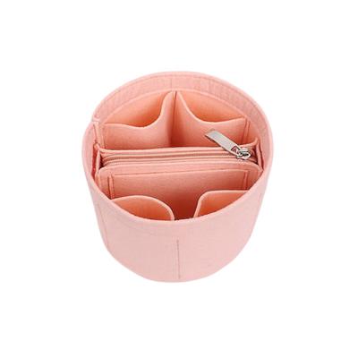 China Custom Logo Felt Cosmetic Makeup Bag Folding With Zipper And Insert Handbag Storage Cosmetic Bag for sale