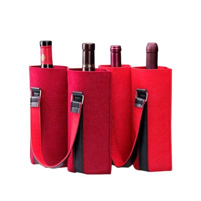 China Wholesale Felt Bag Wine Bottle Felt Bag Divided Wine Tote Bag High Quality Hanging Felt Tote Bag for sale