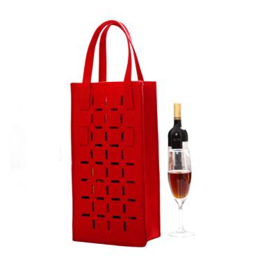 China Wine bag custom design hot sale purse insert wine bottle handbag felt shopping wine bag for sale