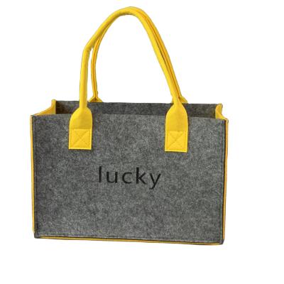 China Factory Direct Sales Handled Felt Tote Bag Custom Printed Reusable Felt Shopping Bag Handbags Logo Tote Bag for sale