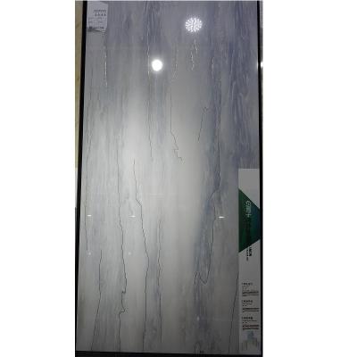 China 600x1200mm Sky Blue Color Glazed Polished Porcelain Tile With Golden Design for sale