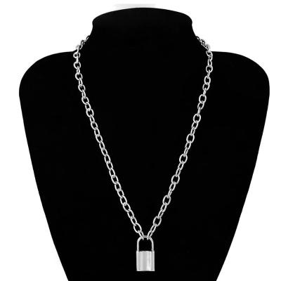 China Hiphop Hip Hop NEC Link Chain Pendant Gold and Silver Color Padlock Pendant Necklace Unisex Trendy Punk Jewelry for sale