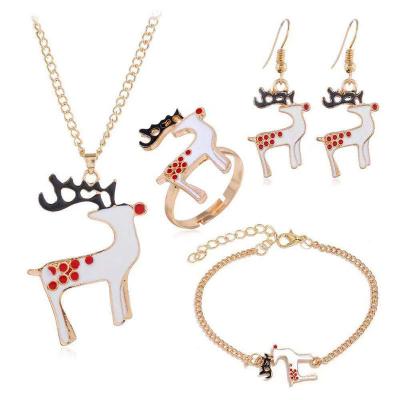 China Christmas Four-Piece Set 2021 Christmas Gift Earrings Jewelry Set Top Quality Bracelet Necklace Set for sale