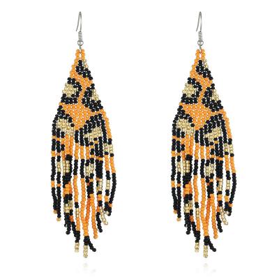 China BOHEMIA new product innovation tassel earrings long print Bohemian temperament leopard earrings for sale