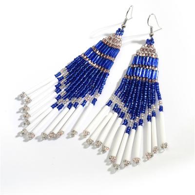 China Latest BOHEMIA Amazon Retro Long Tassel Earrings Ethnic Bohemian Tassel Earrings for sale