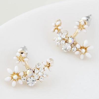 China Vintage China Wholesale Price Alloy Crystal Earrings Creative Small Flower Diamond Earrings Temperament Earrings for sale