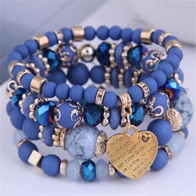 China BOHEMIA Customizable High Quality Bohemian Bracelets Alloy Multilayer Beaded Glass Bracelet for sale