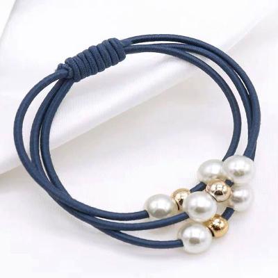 China Fashionable And Atmospheric Newest Selling Simple And Elegant Ladies Hair Rope With Beads for sale