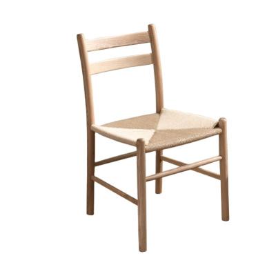 China Cooling Japan Rope Back Dining Chair Restaurant Furniture Single Seat Wholesale Rattan Wooden Chair for sale