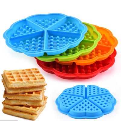 China Stocked Heart Shaped 5 Silicone Waffle Mold, Flower Bun Lattice Ice Cream Mold, DIY Cake Baking Mold for sale