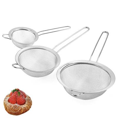 China Sustainable Hot Sale Kitchen Colander Strainer Set Conical Basket Stainless Steel Utensil Mesh Strainer for sale