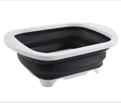 China Multi-Function Kitchen Basket Multi-Functional Kitchen Drain Basket Multifunctional Portable Thickened Vegetable Folding Fruit Sink Folding Vegetable Wash Basket for sale