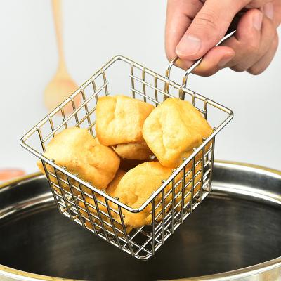 China Viable Stainless Steel Mini Collection French Fries Basket Deep for Serving Fries, Onion Rings French Fries Rack Fryer Basket for sale