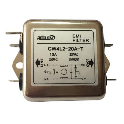 China Pole Single Low Pass Plug-in Type CW4L2-20 A-T Ac EMI Filter Single Phase AC EMI Filter 20A for sale