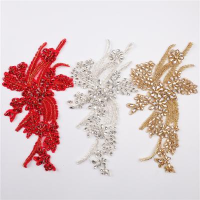 China Popular Hot Sale Luxury Customizable Multiple Color Rhinestone Patch Handmade Applique for sale