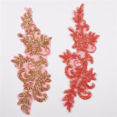 China 2021 Hot Selling Popular Handmade Beaded Rose Colored Rhinestone Applique for sale