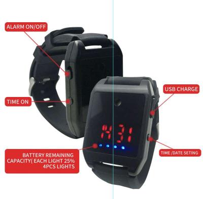 China Watch Alarm Meinoe 125DB Multi Function Self Defense Wireless Wrist Band With Time Display Personal Wrist Watch Alarm for sale