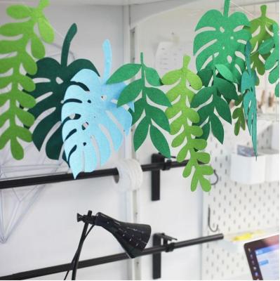 China Education Factory 1mm Thickness Custom Die Cut Soft Felt Palm Shape Shape DIY Craft Piece Decoration Green Leaves for sale