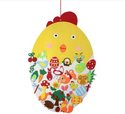 China Max Fun Children Eco-Friendly Easter Felt Chick Sets DIY Home Decoration Wall Hanging Kids Craft Felt Kits For Easter Decor for sale