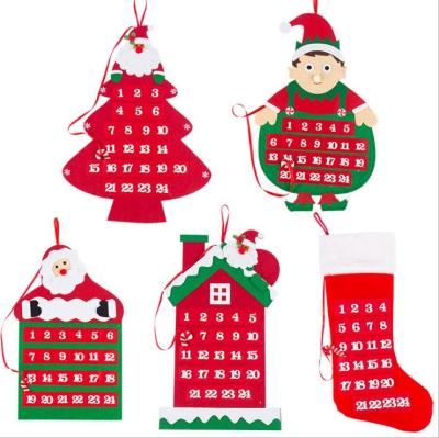 China Felt Felt Christmas Tree Decoration 2022 Custom Hanging New Products Factory Custom Design Wool Felt Fabric Christmas Advent Indoor Wall Calendar for sale