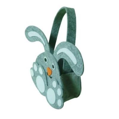 China Custom Festival Gift Bags Wool Felt Handwork Easter Bunny Basket Felt Rabbit Gift Material Holder Tote Bags for sale