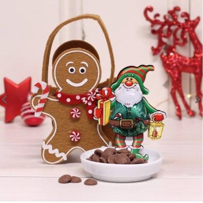 China Custom Candy/Bread Shop Candy Bag for Milk Chocolate Buttons and Durable Chocolate Christmas Elf Wool Felt Gingerbread Man Christmas Gift Bag for sale