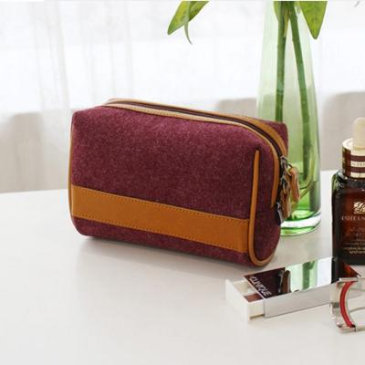 China Durable Custom Logo Novation Travel Wash Zipper Toiletry Pouch Wool Felt Makeup Organizer Cosmetic Brushes Filter Frames for sale