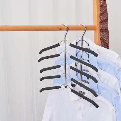 China Sustainable Multifunctional Layer Clothes Rack Metal Space Saving Hanger Closet Storage Organizer for sale