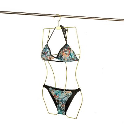 China Eco-friendly Adult Metal Hanger Space Brand Swimwear Shop Logo Swimwear Body Shape Metal Hanger/Wholesale Custom Golden Bikini Hanger Save Display for sale