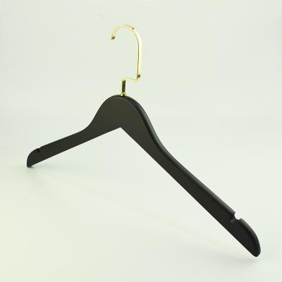 China Flat Black Wood Paint Hanger Eco - Friendly Adult Solid Wood Hangers For Fabrics for sale