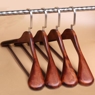 China Flat Factory Directly Supply Luxury Red Wood Cloth Hanger Wooden Clothes Hanger for sale