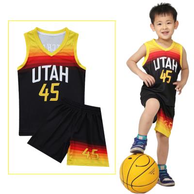 China Student 2021 Newest Kids Antibacterial Basketball UTAH Design Sublimation Uniform Basketball Jerseys for sale