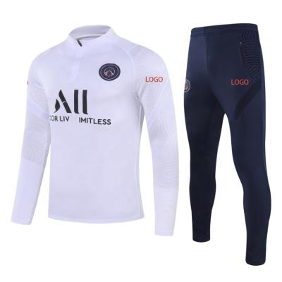 China Soft Men's White Tracksuit Football Uniform Football Soccer Tracksuit Manufacturers for sale