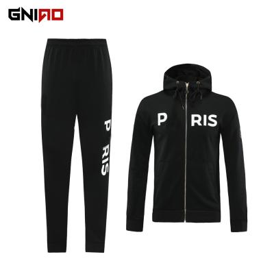 China Quality club team football soft thai hoodies set factory supply paris hoodies suit for sale