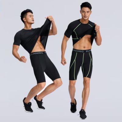 China Anti-Wrinkle Stretching Mens Gym Shorts Mens Bodybuilding Fitness Clothing Training Shorts for sale