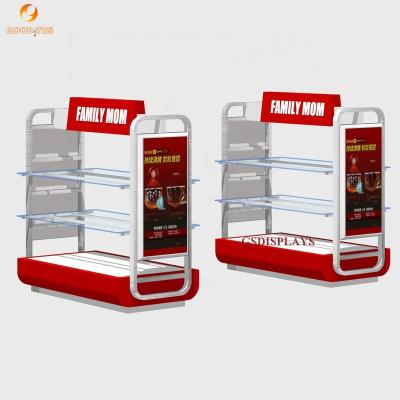 China MDF+Tempered glass+led+metal retail rice cooker store wood home appliance display rack and rack retail wood flooring display stand for rice cooker for sale