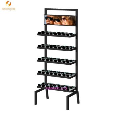 China MDF+Tempered glass+led+metal floor standing metal sunglasses display racks for glass sights glasses show racks China factory wholesale for sale