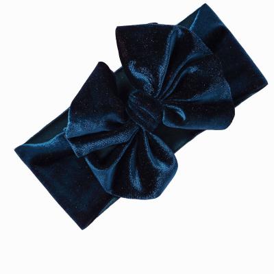 China High Quality Daily Wear Velvet Bow Knot Infant Girls Soft Bow Headband Baby Hair Accessories Soft Headbands for sale