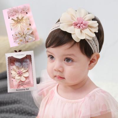 China Decorate 3 Pcs/Set Kids Cute Colors Printed Lattice Bars Lovely Hair Circle Headbands Girls Bow Ears Headbands Kids Hair Accessories for sale